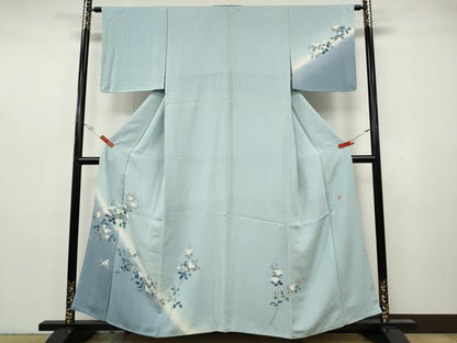 平和屋着物●本加賀友禅作家　鶴見保次　訪問着　枝花文　暈し染め　正絹　逸品　CABH2575ut