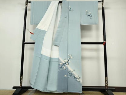 平和屋着物●本加賀友禅作家　鶴見保次　訪問着　枝花文　暈し染め　正絹　逸品　CABH2575ut