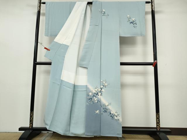 平和屋着物●本加賀友禅作家　鶴見保次　訪問着　枝花文　暈し染め　正絹　逸品　CABH2575ut
