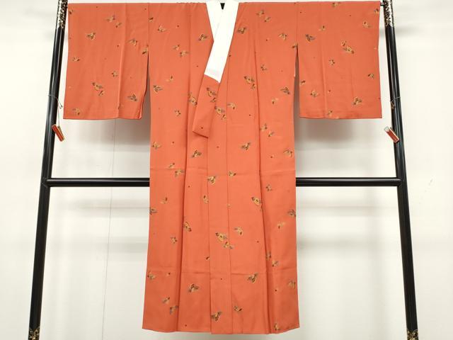 平和屋着物●長襦袢　袷　舞蝶文　金彩　正絹　逸品　CABH2580ut