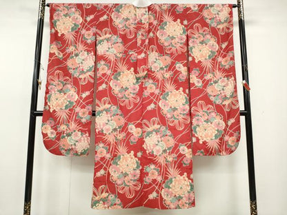 平和屋着物●振袖用長襦袢　無双仕立て　花鞠文　洗える着物　CABH2582ut