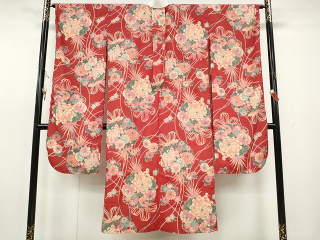 平和屋着物●振袖用長襦袢　無双仕立て　花鞠文　洗える着物　CABH2582ut