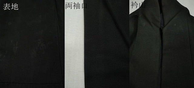 平和屋着物●男性　黒紋付・羽織セット　羽裏：風景人物文　正絹　逸品　CABH2596ut