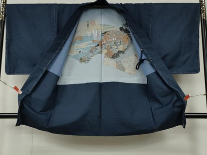 平和屋着物●男性　紬　アンサンブル　100亀甲　総詰め　正絹　逸品　未使用　CABH2597ut