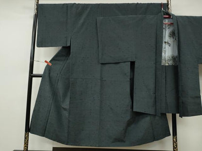 平和屋着物●男性　髭紬　アンサンブル　錆鼠色　正絹　逸品　CABH2598ut