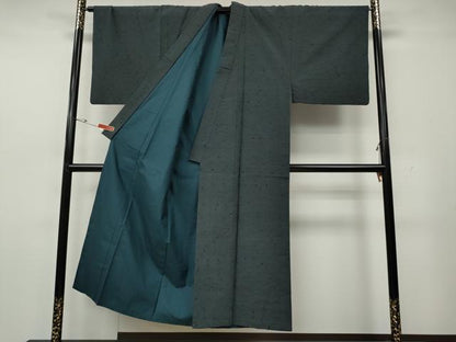 平和屋着物●男性　髭紬　アンサンブル　錆鼠色　正絹　逸品　CABH2598ut