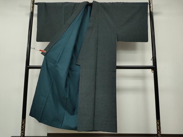 平和屋着物●男性　髭紬　アンサンブル　錆鼠色　正絹　逸品　CABH2598ut