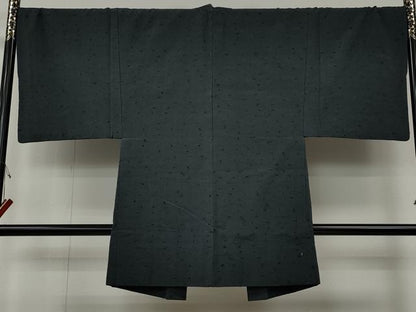 平和屋着物●男性　髭紬　アンサンブル　錆鼠色　正絹　逸品　CABH2598ut