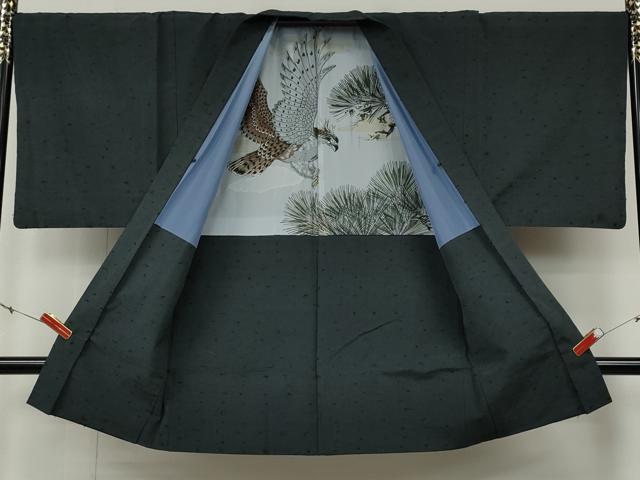 平和屋着物●男性　髭紬　アンサンブル　錆鼠色　正絹　逸品　CABH2598ut