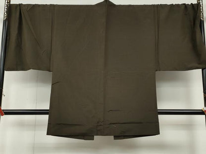 平和屋着物●男性　紬　アンサンブル　涅色　キングサイズ　正絹　逸品　CABH2599ut