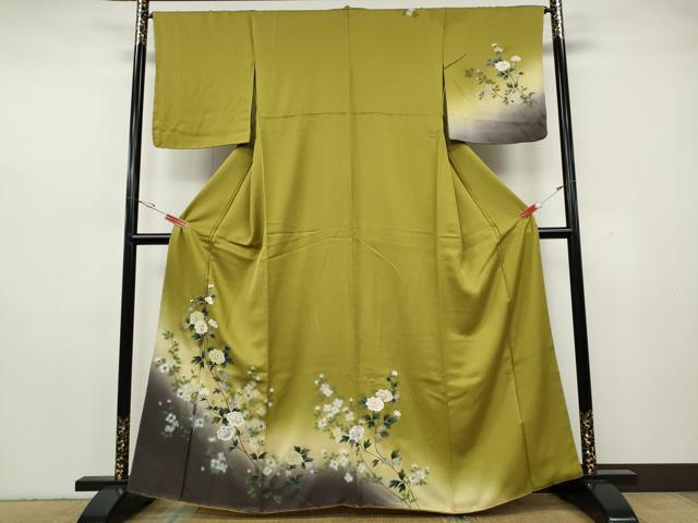 平和屋着物●訪問着　手描き　枝花文　暈し染め　金銀彩　正絹　逸品　CABH2605ut