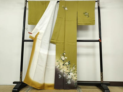 平和屋着物●訪問着　手描き　枝花文　暈し染め　金銀彩　正絹　逸品　CABH2605ut