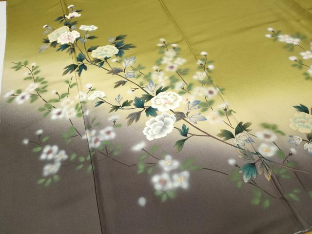 平和屋着物●訪問着　手描き　枝花文　暈し染め　金銀彩　正絹　逸品　CABH2605ut