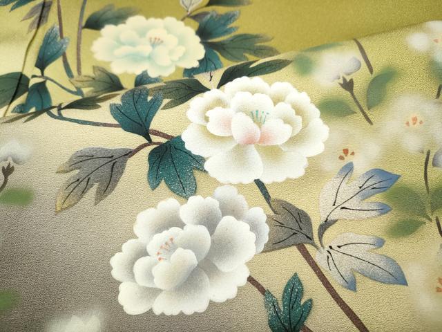 平和屋着物●訪問着　手描き　枝花文　暈し染め　金銀彩　正絹　逸品　CABH2605ut