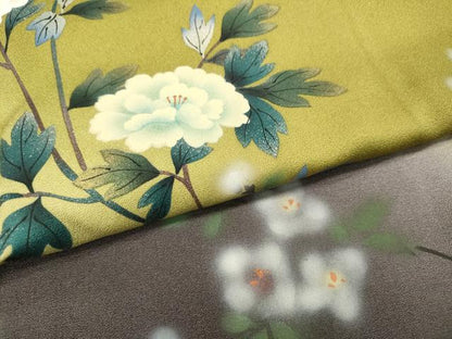 平和屋着物●訪問着　手描き　枝花文　暈し染め　金銀彩　正絹　逸品　CABH2605ut