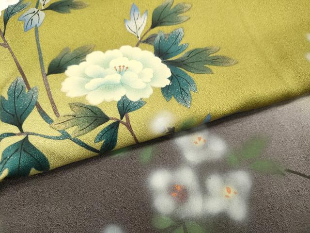 平和屋着物●訪問着　手描き　枝花文　暈し染め　金銀彩　正絹　逸品　CABH2605ut
