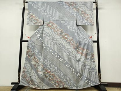 平和屋着物●訪問着　絞り　斜線吉祥花文　高島屋扱い　正絹　逸品　CABH2606ut