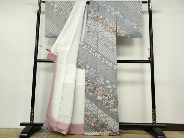 平和屋着物●訪問着　絞り　斜線吉祥花文　高島屋扱い　正絹　逸品　CABH2606ut