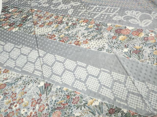 平和屋着物●訪問着　絞り　斜線吉祥花文　高島屋扱い　正絹　逸品　CABH2606ut
