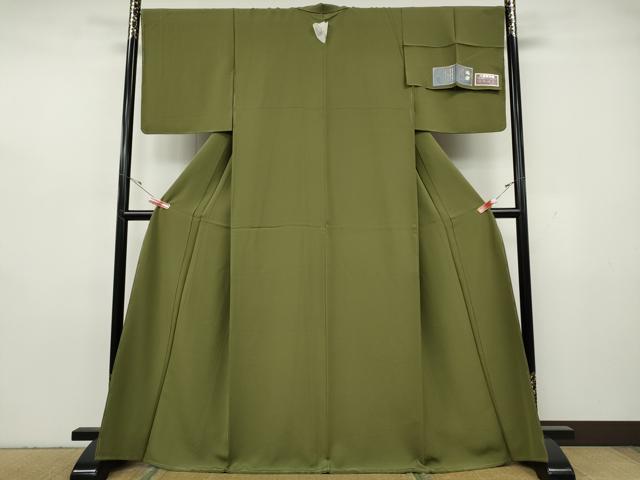 平和屋着物●上質な色無地　泥染め　万雄堅牢染　根岸色　証紙付き　正絹　逸品　CABH2607ut