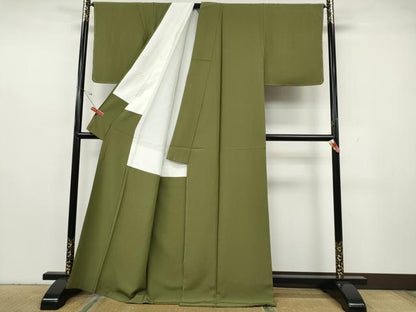 平和屋着物●上質な色無地　泥染め　万雄堅牢染　根岸色　証紙付き　正絹　逸品　CABH2607ut
