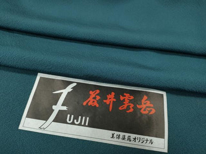 平和屋着物●染色作家　藤井霞岳　色無地　納戸色　証紙付き　ロング丈　正絹　逸品　CABH2610ut