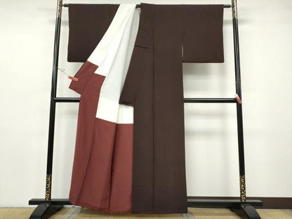 平和屋着物●銀座きしや　小紋　斜線文　黒地　たとう紙付き　正絹　逸品　CABH2616ut