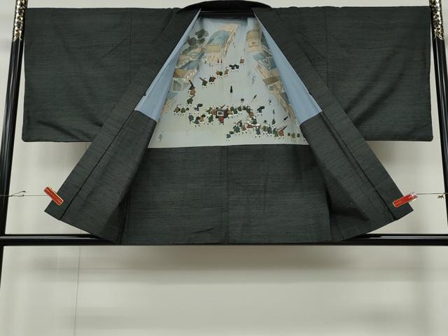 平和屋着物●男性　結城紬　アンサンブル　100亀甲　総詰め　正絹　逸品　CABH2620ut
