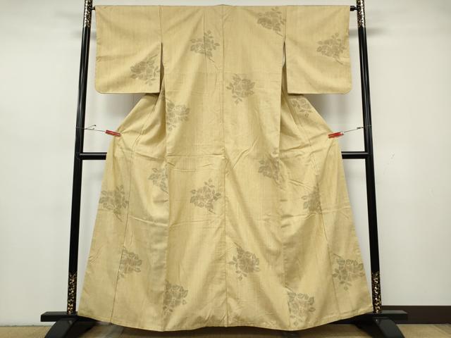 平和屋着物●本場結城紬　重要無形文化財　100亀甲　枝花文　飛び亀甲柄　正絹　逸品　CABH2621ut