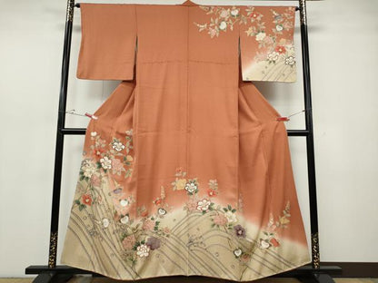 平和屋着物●訪問着　立波枝花文　暈し染め　金彩　正絹　逸品　CABH2622ut