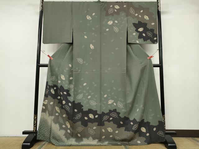 平和屋着物●訪問着　絞り　舞葉文　ロング丈　正絹　逸品　CABH2623ut