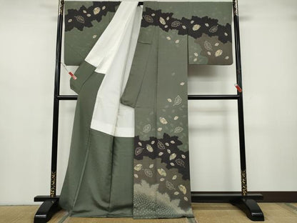 平和屋着物●訪問着　絞り　舞葉文　ロング丈　正絹　逸品　CABH2623ut