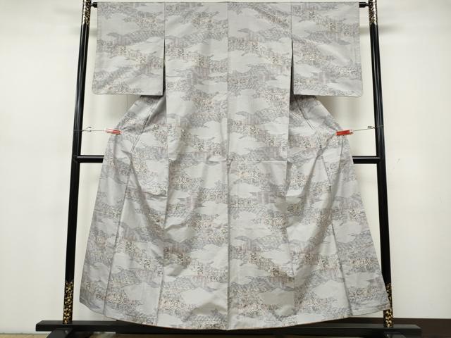 平和屋着物●本場大島紬　白大島　7マルキ　雲取り風景吉祥花文　総絣　正絹　逸品　CABH2626ut