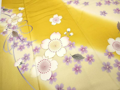 平和屋着物●豪華振袖　駒刺繍　舞花文　暈し染め　正絹　逸品　CABH2628ut