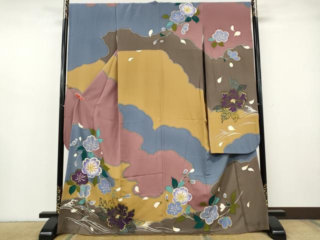 平和屋着物●豪華振袖　雲重ね立波花文　金彩　正絹　逸品　CABH2629ut