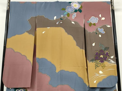 平和屋着物●豪華振袖　雲重ね立波花文　金彩　正絹　逸品　CABH2629ut