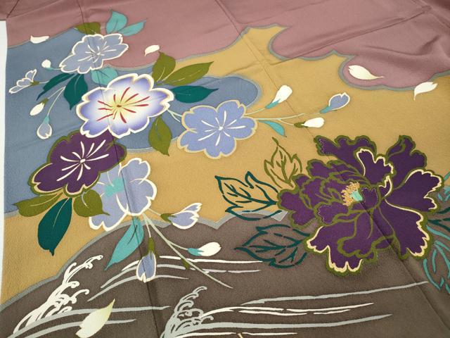 平和屋着物●豪華振袖　雲重ね立波花文　金彩　正絹　逸品　CABH2629ut