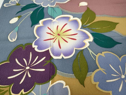 平和屋着物●豪華振袖　雲重ね立波花文　金彩　正絹　逸品　CABH2629ut