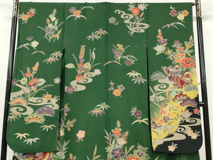 平和屋着物●豪華振袖　紅型　鴛鴦流水花文　暈し染め　正絹　逸品　CABH2630ut