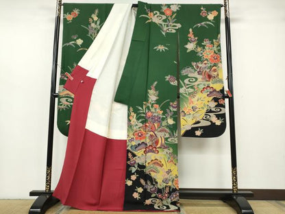 平和屋着物●豪華振袖　紅型　鴛鴦流水花文　暈し染め　正絹　逸品　CABH2630ut