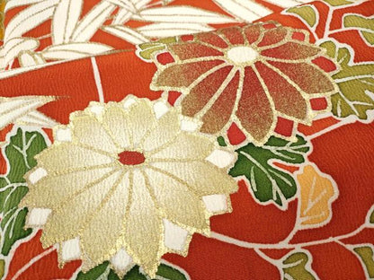平和屋着物●豪華振袖　流水草花文　金彩　正絹　逸品　CABH2631ut