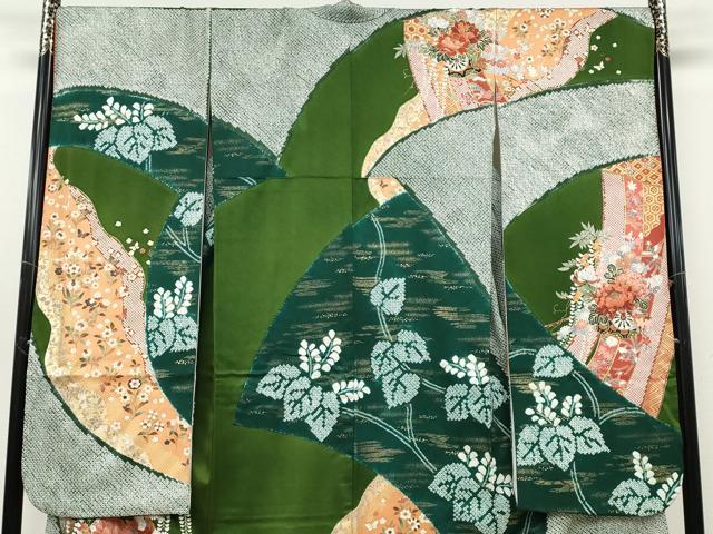 平和屋着物●豪華振袖　絞り　熨斗花車文　金彩　正絹　逸品　CABH2632ut