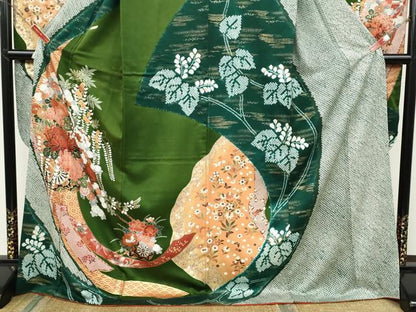 平和屋着物●豪華振袖　絞り　熨斗花車文　金彩　正絹　逸品　CABH2632ut