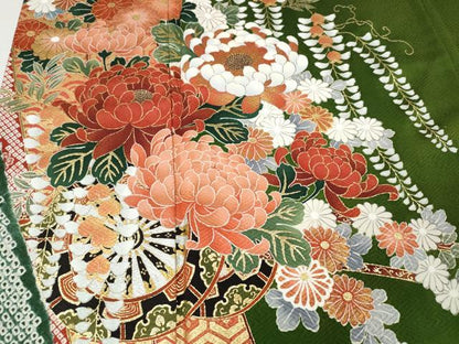 平和屋着物●豪華振袖　絞り　熨斗花車文　金彩　正絹　逸品　CABH2632ut