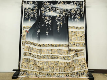 平和屋着物●豪華振袖　横段枝垂れ花文　暈し染め　金彩　正絹　逸品　CABH2633ut