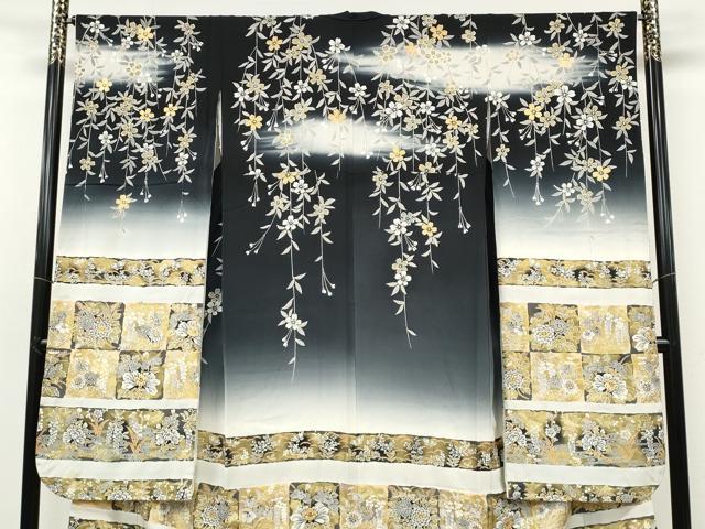 平和屋着物●豪華振袖　横段枝垂れ花文　暈し染め　金彩　正絹　逸品　CABH2633ut