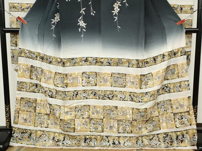 平和屋着物●豪華振袖　横段枝垂れ花文　暈し染め　金彩　正絹　逸品　CABH2633ut