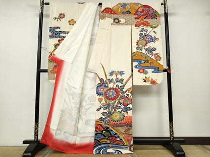 平和屋着物●豪華振袖　紅型　花鳥文　正絹　逸品　CABH2634ut