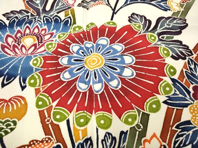 平和屋着物●豪華振袖　紅型　花鳥文　正絹　逸品　CABH2634ut