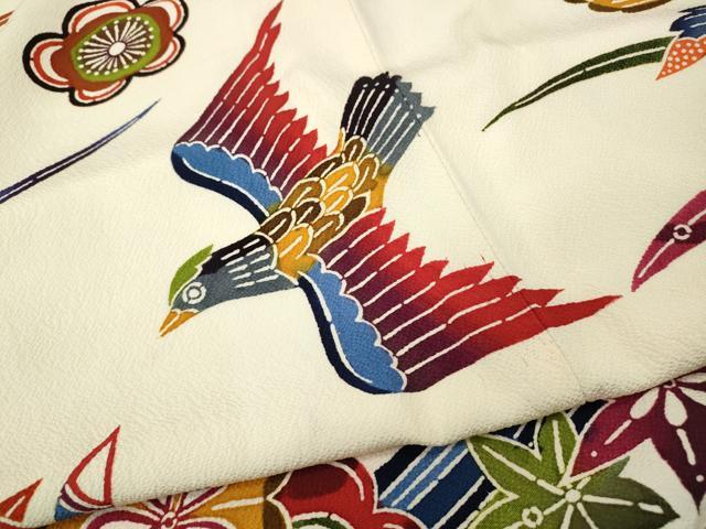平和屋着物●豪華振袖　紅型　花鳥文　正絹　逸品　CABH2634ut